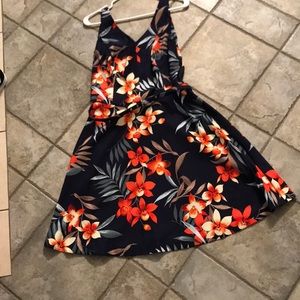 Dress - blue and coral - Dressbarn